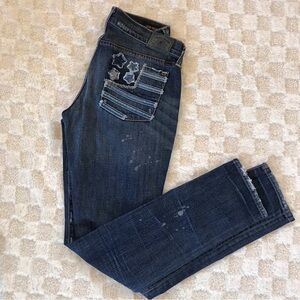 Lucky Brand Patched Distressed Low Rise Skinny Jeans